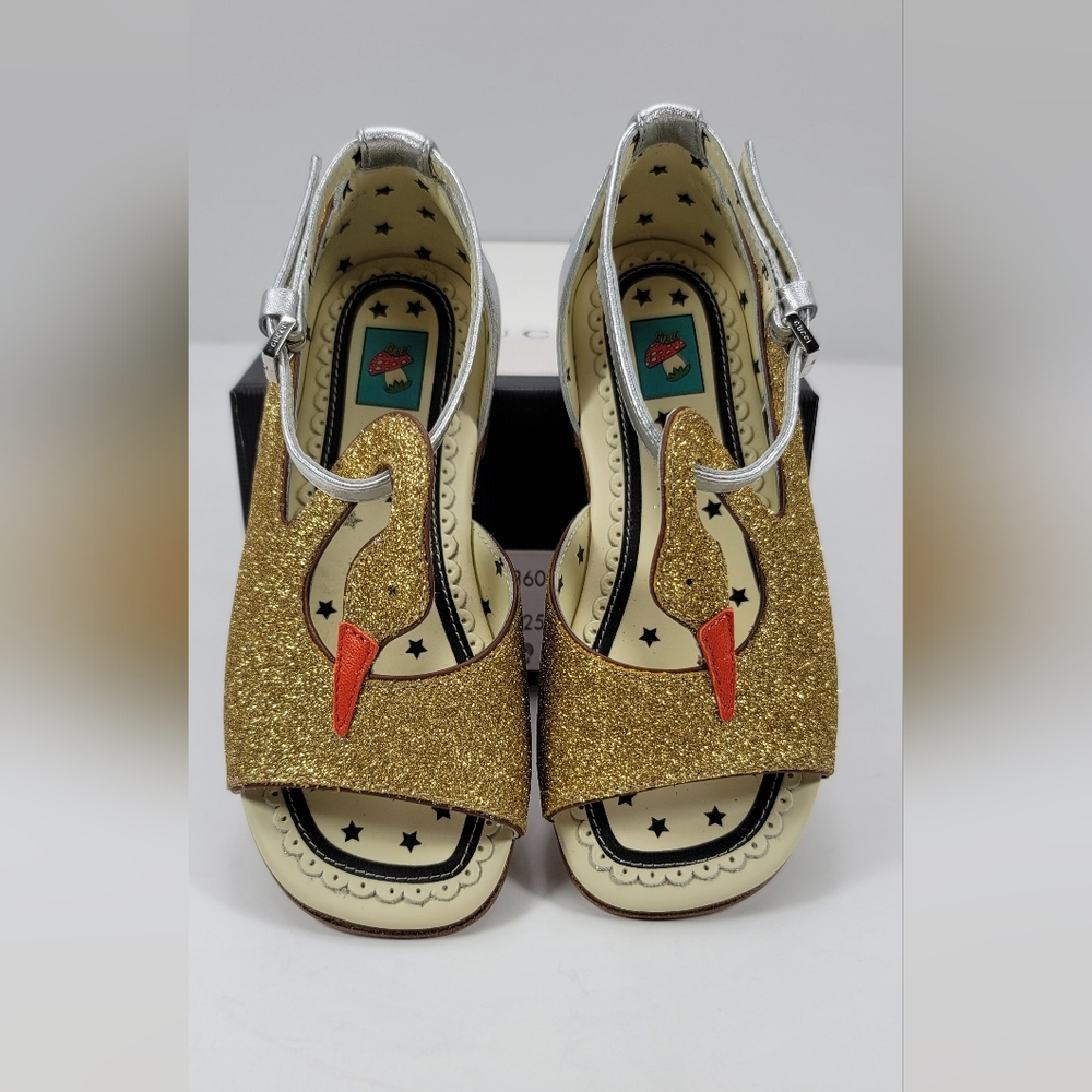 Gucci Kids Gold Swan & Silver Sandals for Girls  - Stunning - Picture 2 of 11